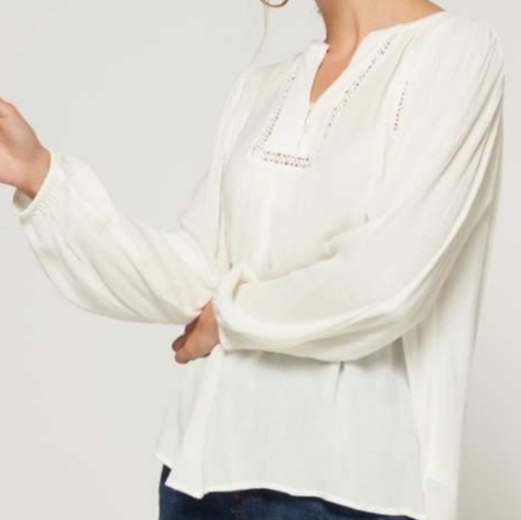 Gap Peasant Top Women's Size Large Crochet Lace - Picture 10 of 11